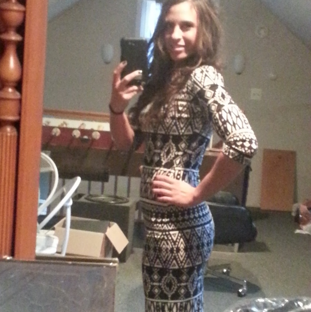 Black And White Bodycon Boho Dress